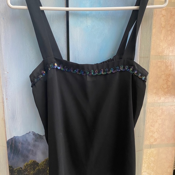 Vintage black cardigan sequin silk camisole top - Picture 2 of 7